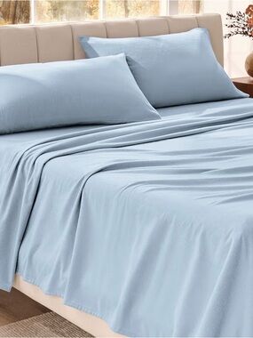 Bare Home 100% Organic Cotton Flannel Sheet Set Light Blue Queen 

Bin 5 # 25